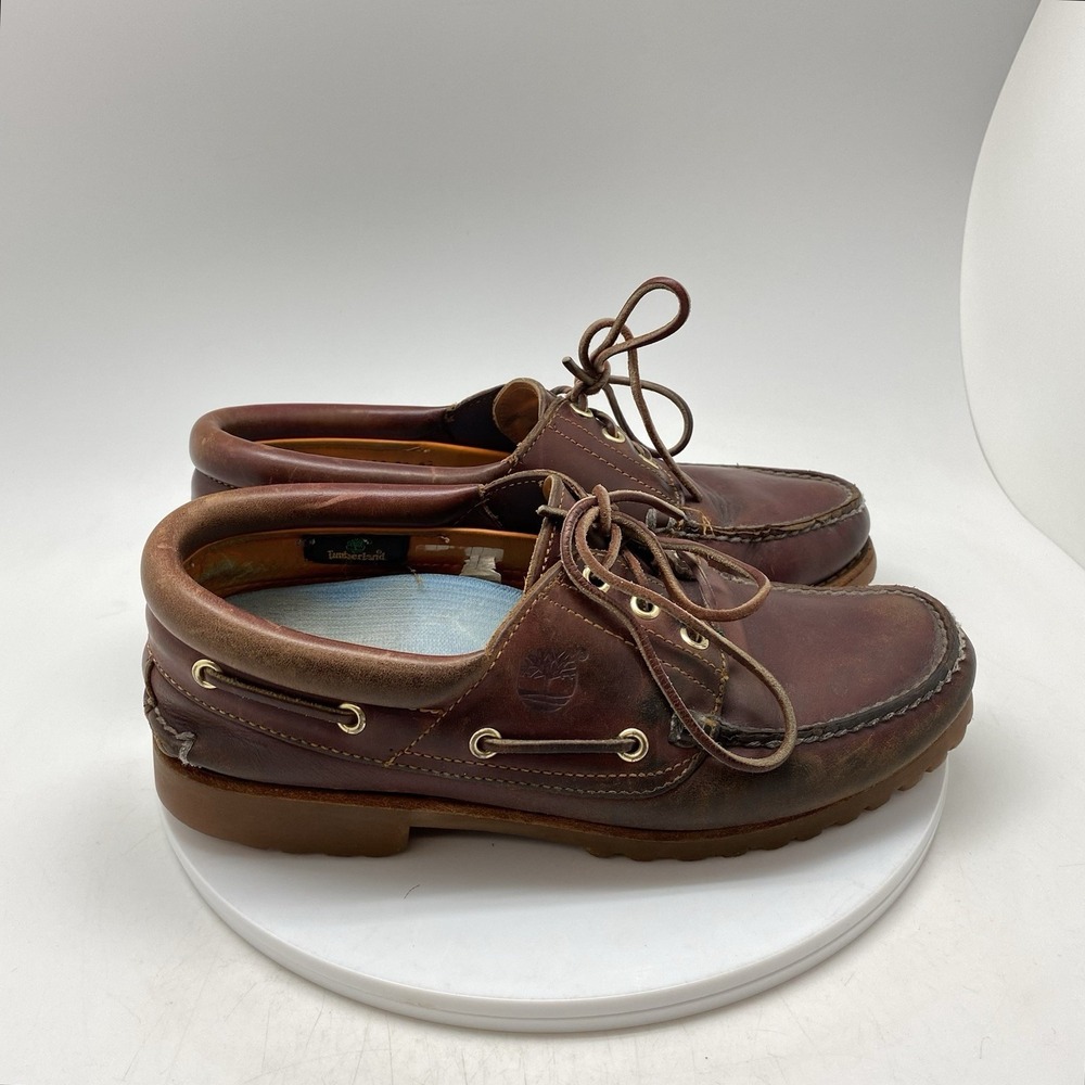 Timberland Sneakers Mens 9 M Handsewn Boat Shoes 3-Eye‎ Burgundy Preppy 50009